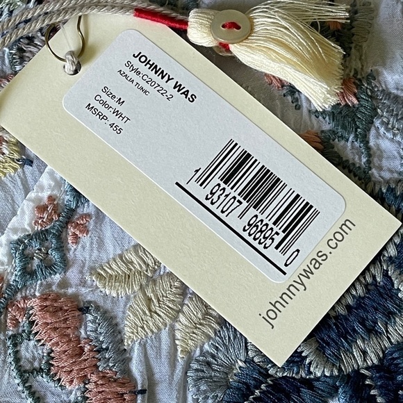 Johnny Was Azalia Floral Embroidered Tunic Top | Size M | NWT Boho Lace Trim - Picture 12 of 13